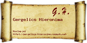 Gergelics Hieronima névjegykártya